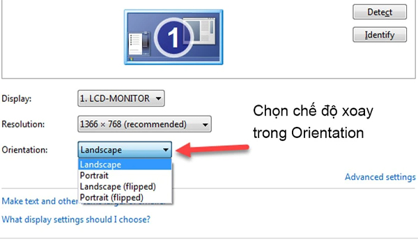 Chọn góc xoay phù hợp (0°, 90°, 180°, 270°,...) theo nhu cầu sử dụng